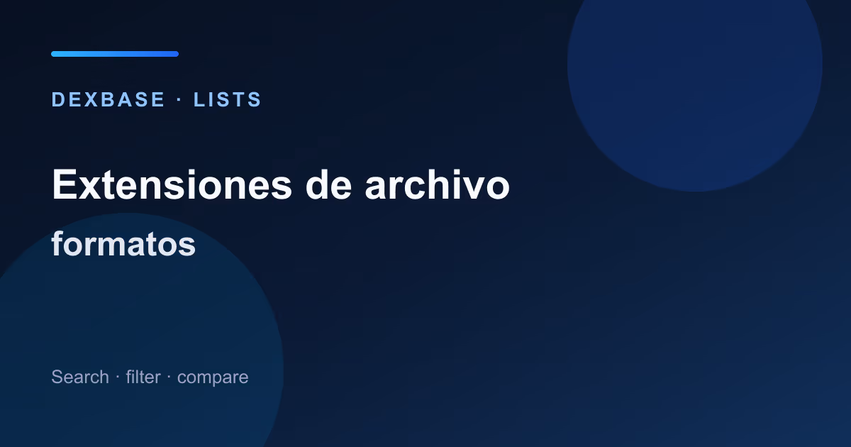 Cuadrícula de extensiones de archivo comunes
