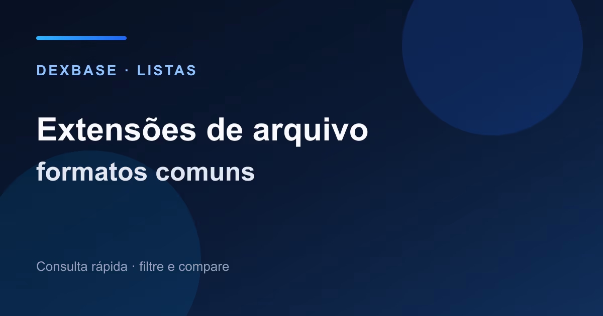 Grade de extensões de arquivo comuns