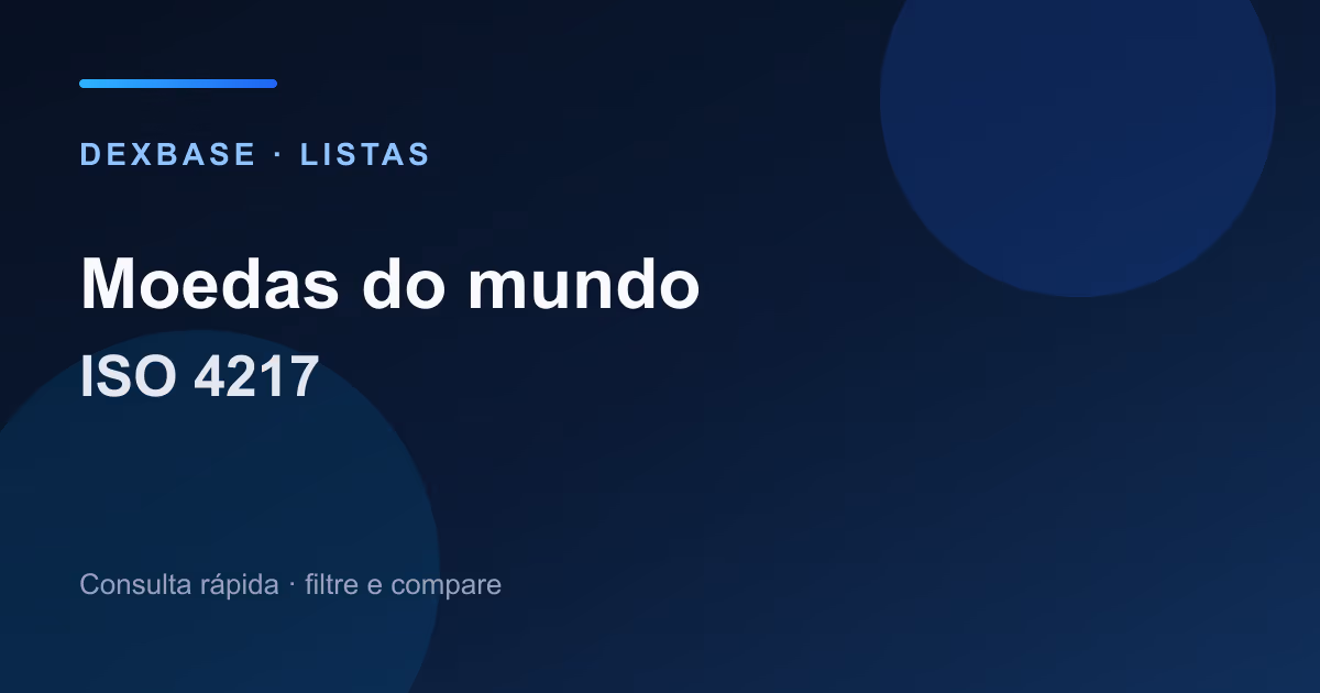 Códigos e símbolos de moedas internacionais