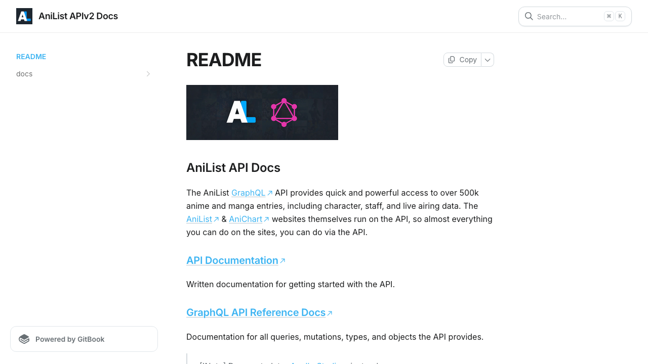 Prévia real de AniList API