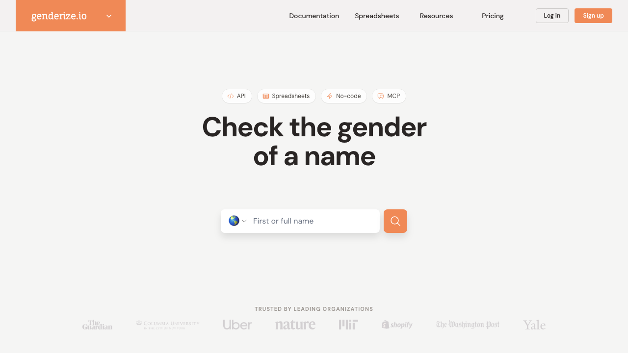 Reale Vorschau von Genderize